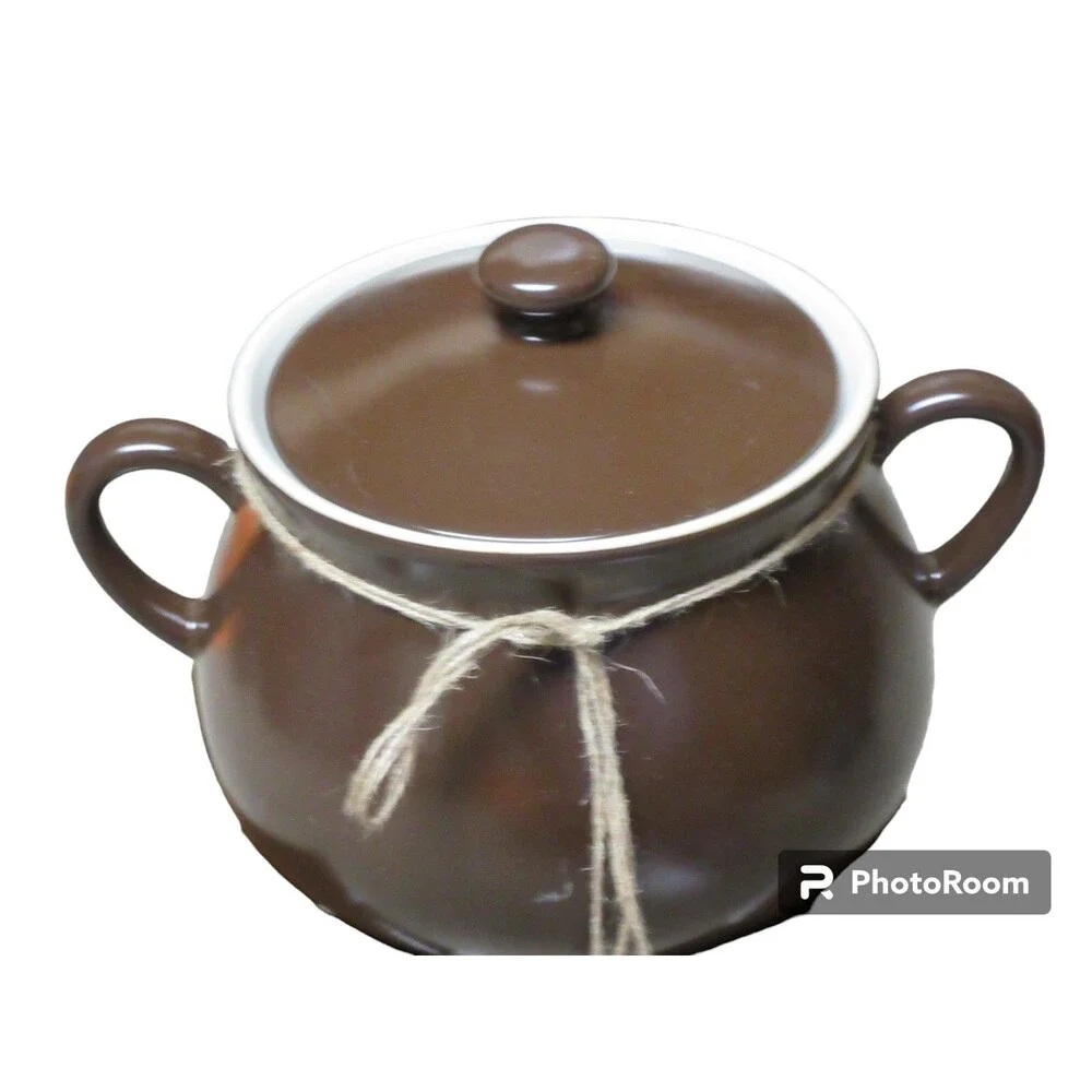 Parini Dark Brown Ceramic Handled Chili Pot w/ Lid 5 Quart